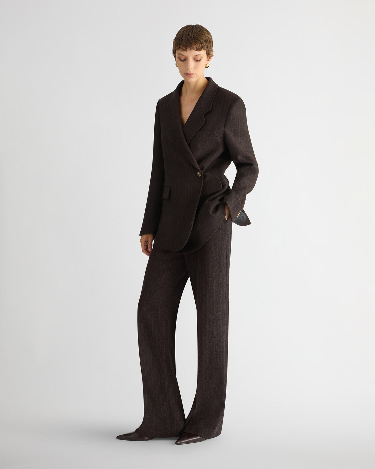 The Wool Striped Blake Suit Brown