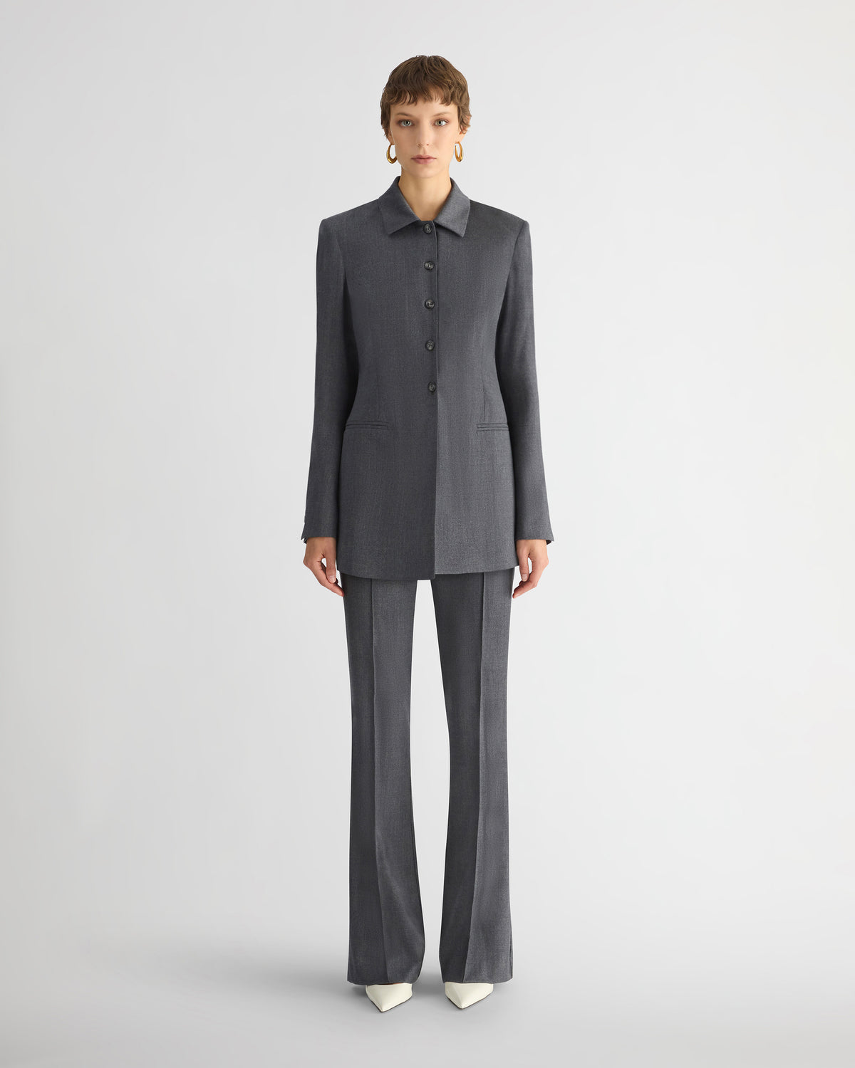 The Gabardine Wool Camille Blazer Shirt Grey