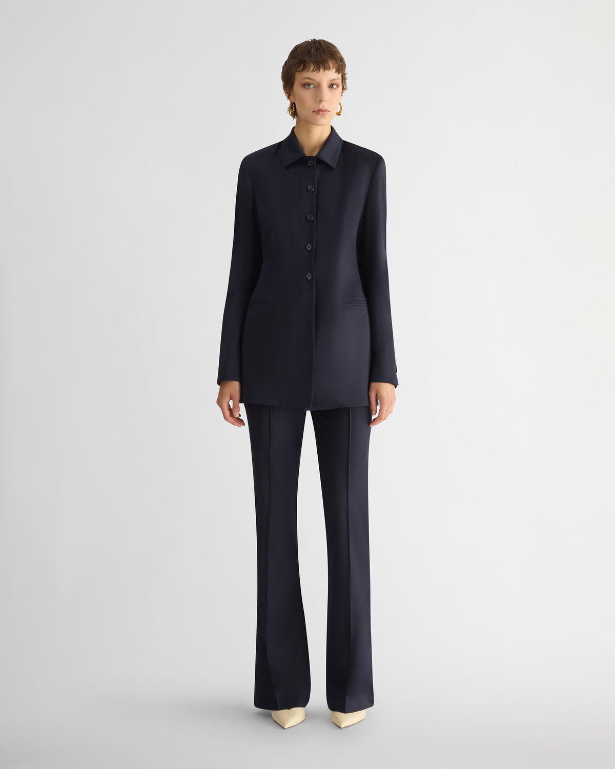 The Gabardine Wool Camille Suit Navy