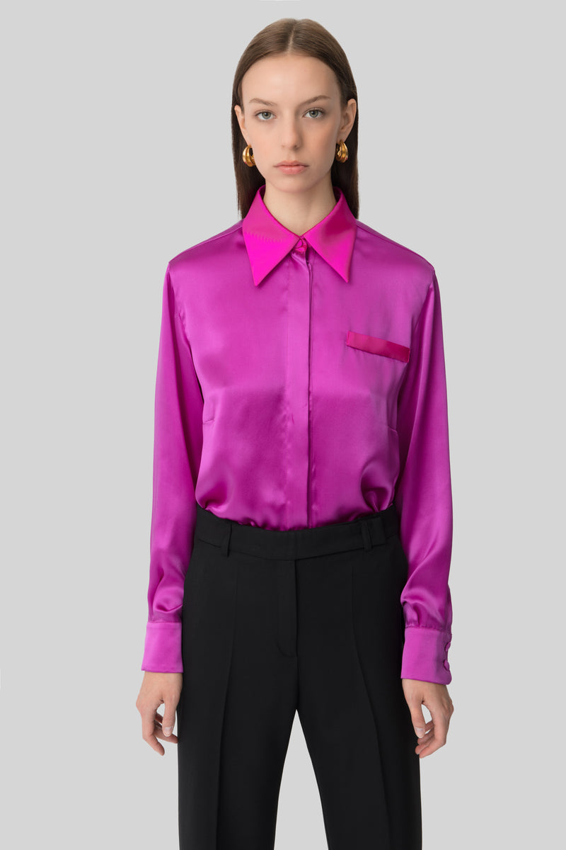 The Dark & Light Purple Silk Blouse