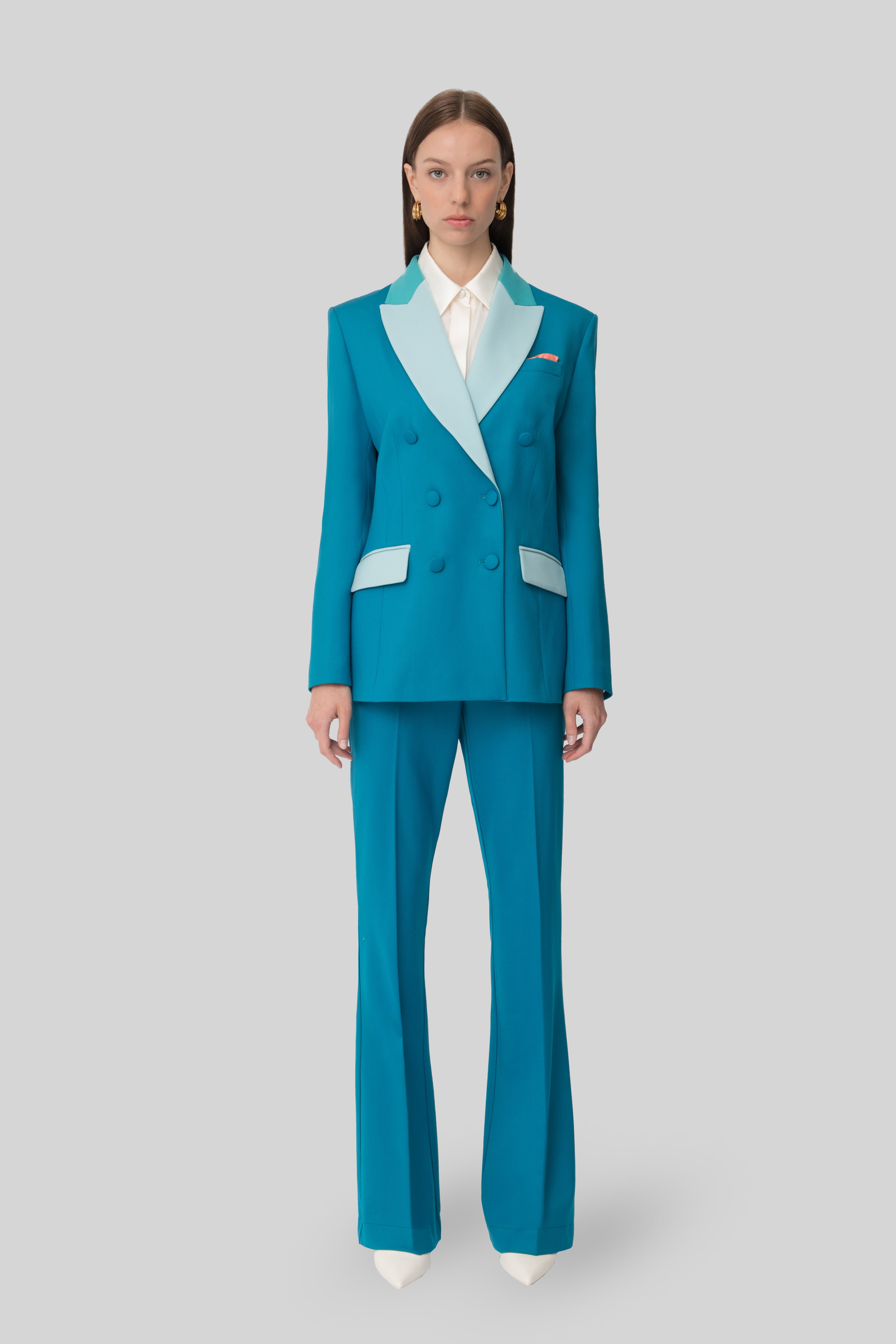 The Petrol & Ciel Soft Crepe Georgia Blazer – Hebe Studio