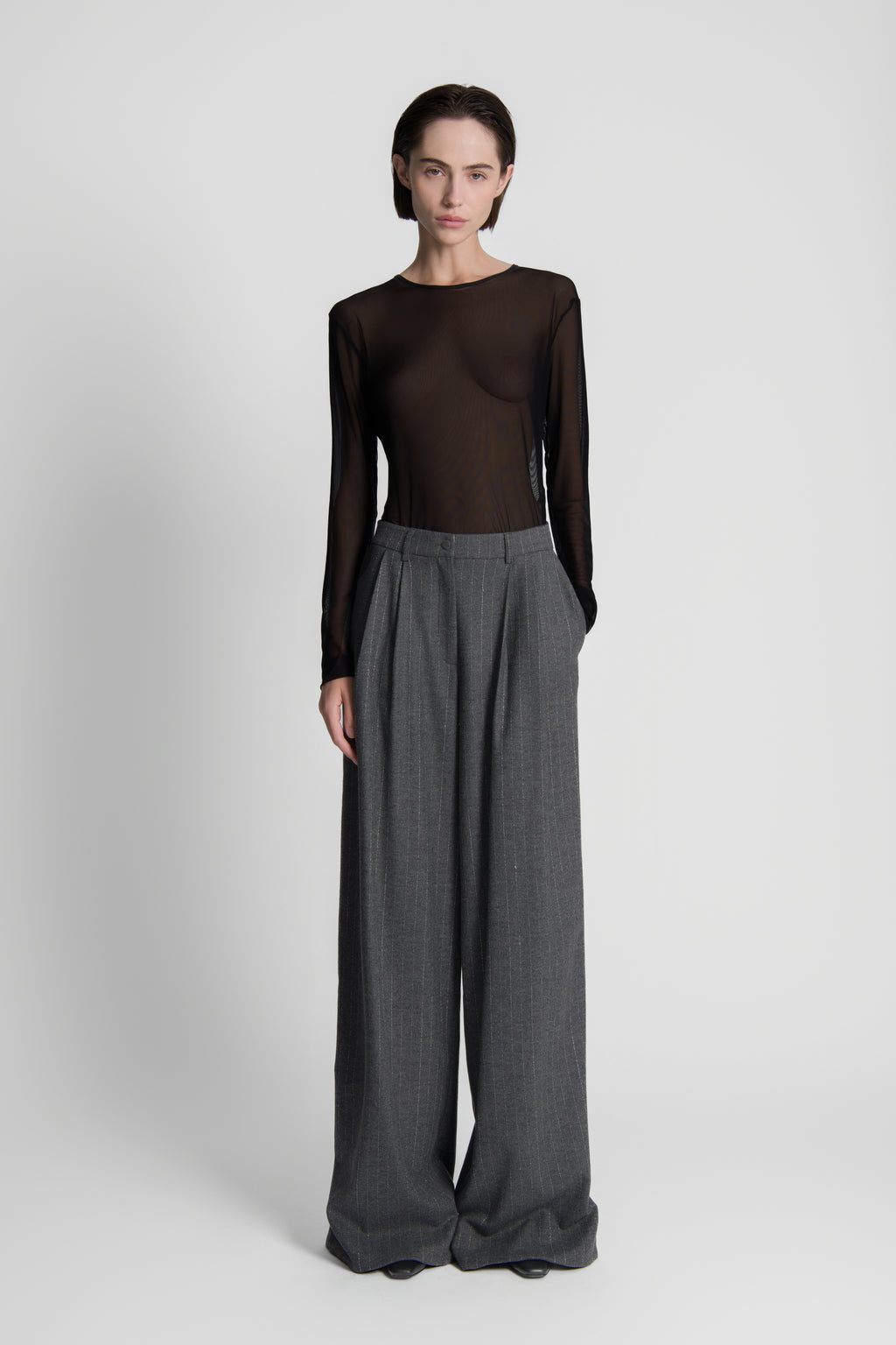 The Wool Pinstriped Gabrielle Pants