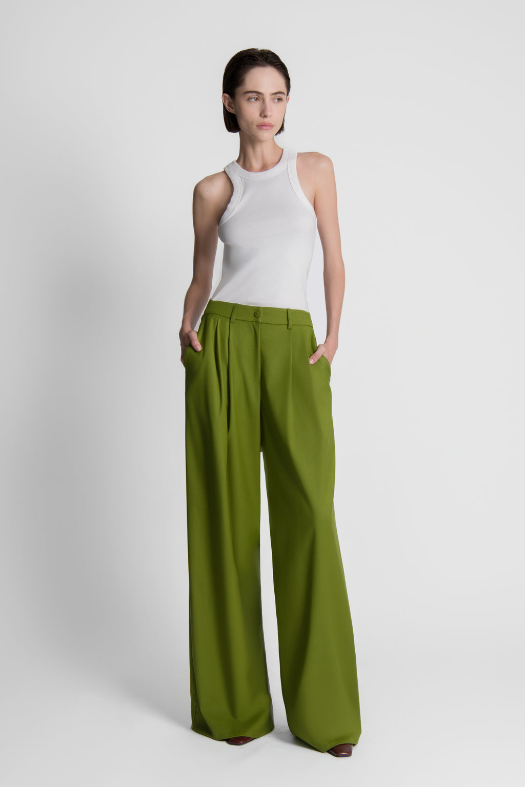 The Green Soft Crepe Gabrielle Pants