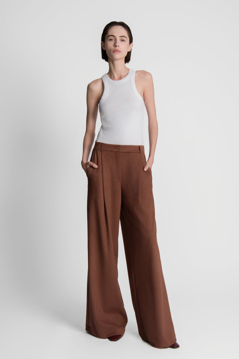 The Brown Suede Gabrielle Pants