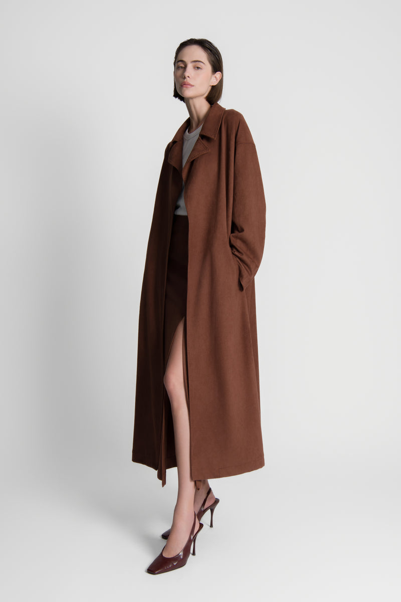 The Brown Suede Jackie Trench