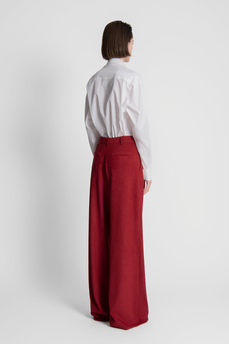 The Dark Red Suede Gabrielle Palazzo Pants