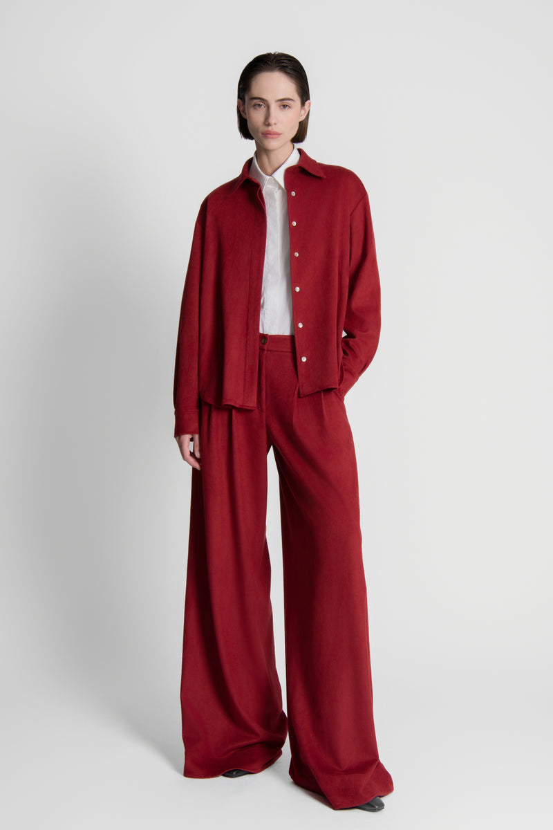 The Dark Red Suede Gabrielle Palazzo Pants