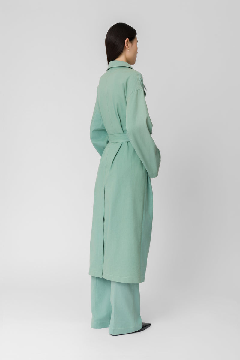 The Teal Jackie Denim Trench