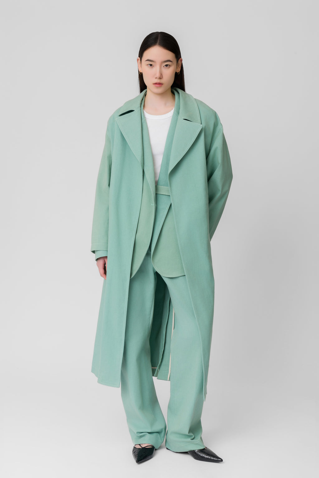 The Teal Jackie Denim Trench