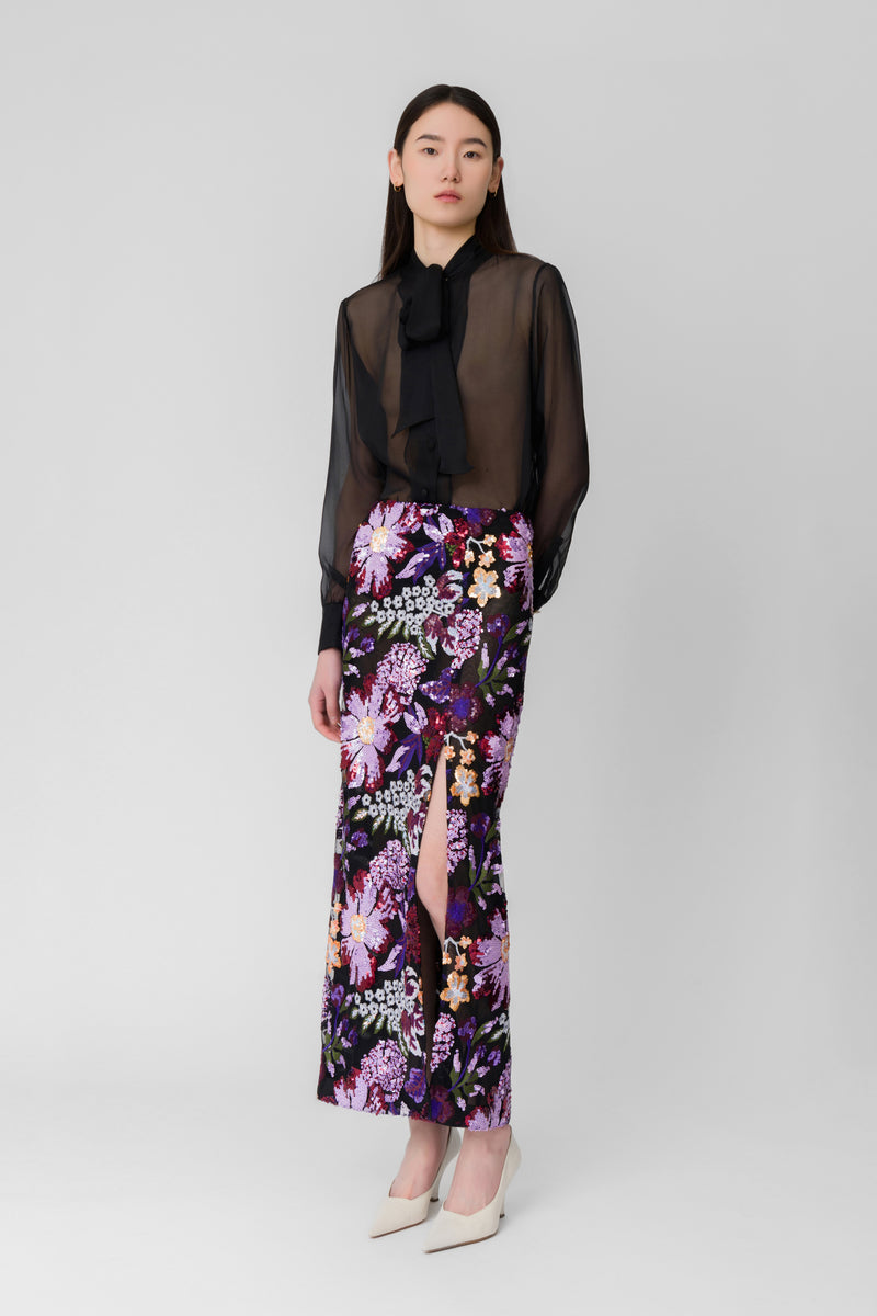 The Purple & Burgundy Tulle Sequins Bella Skirt