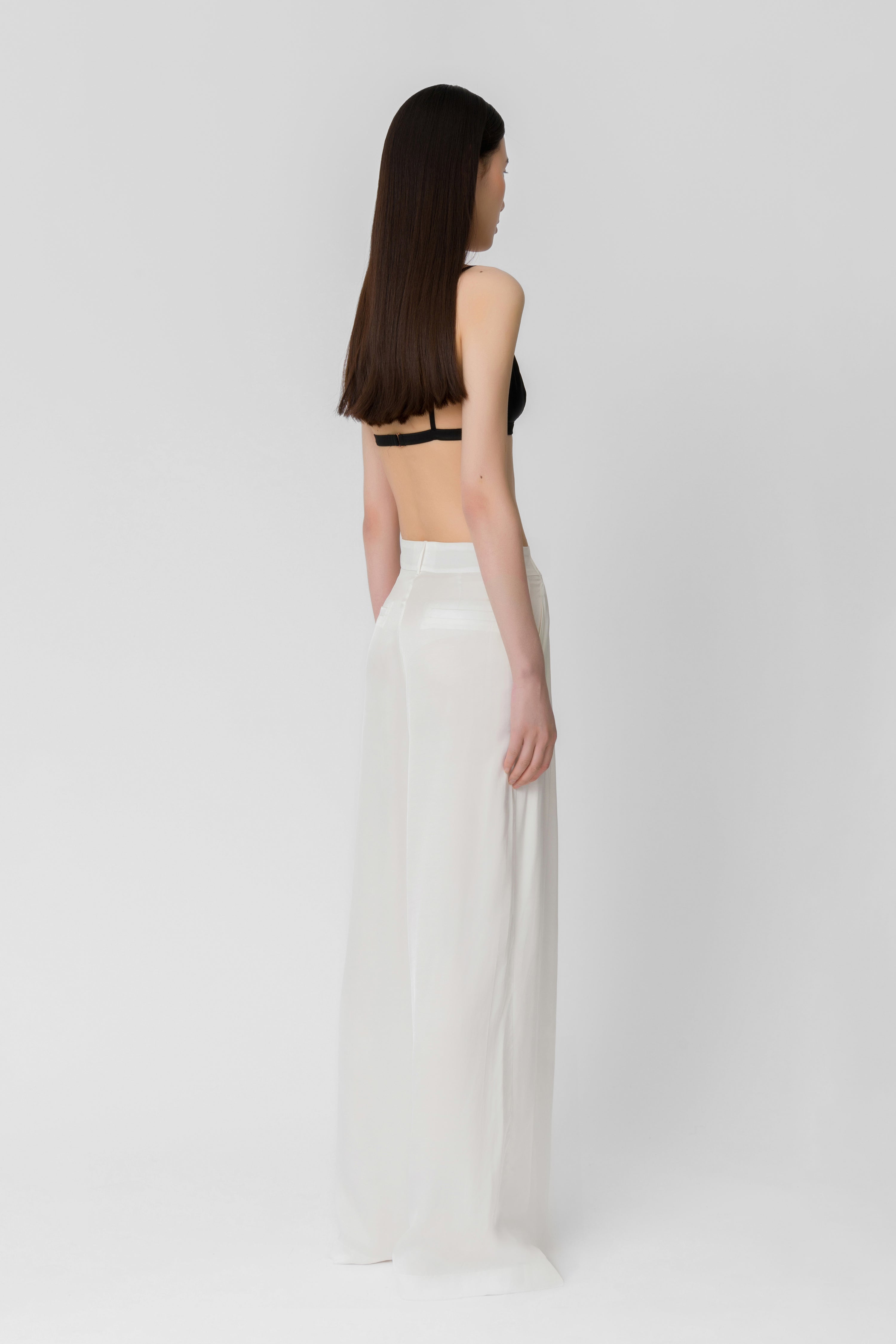 The Off White Satin Gabrielle Pant