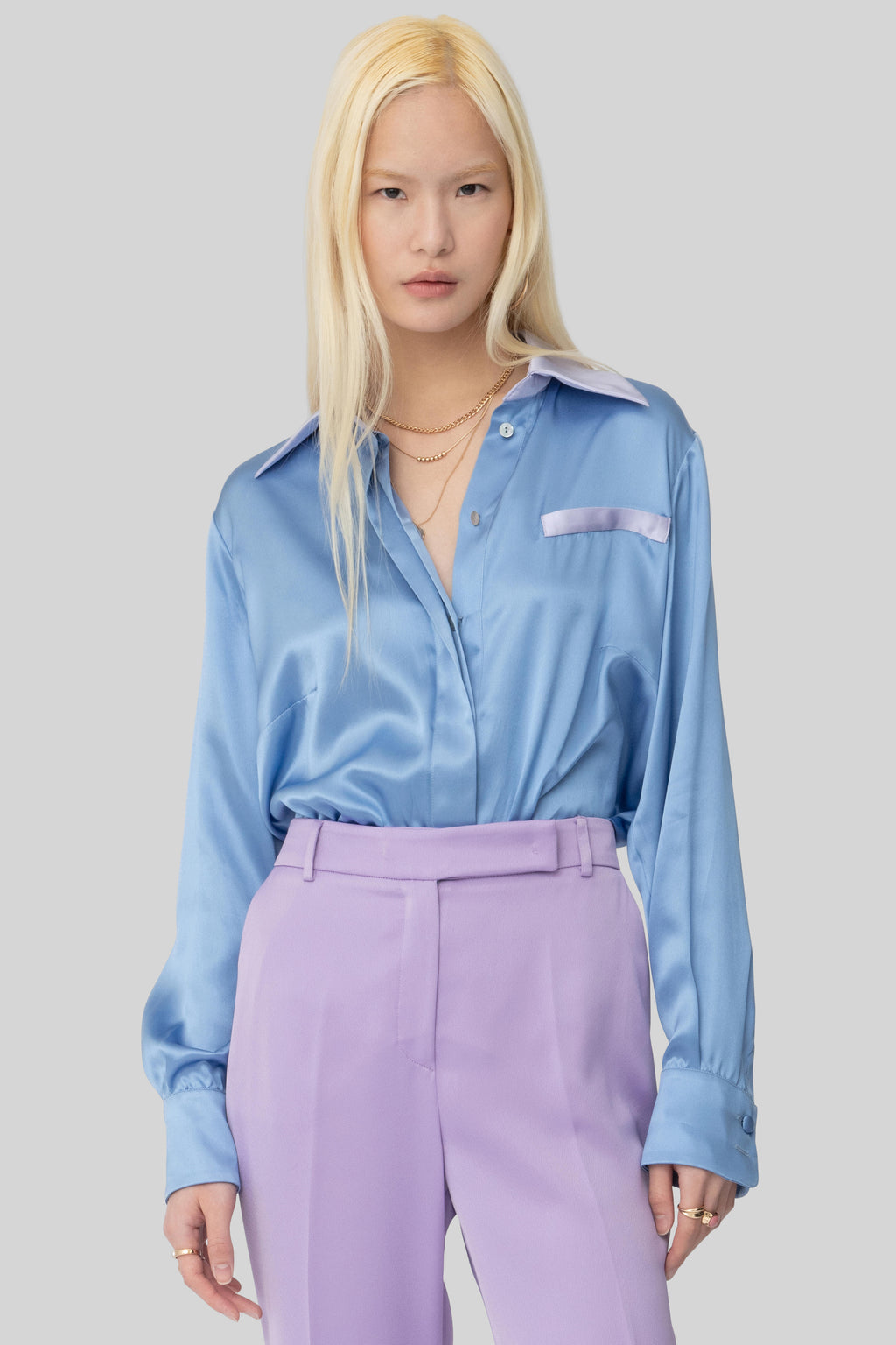 The Blue & Lilac Silk Blouse