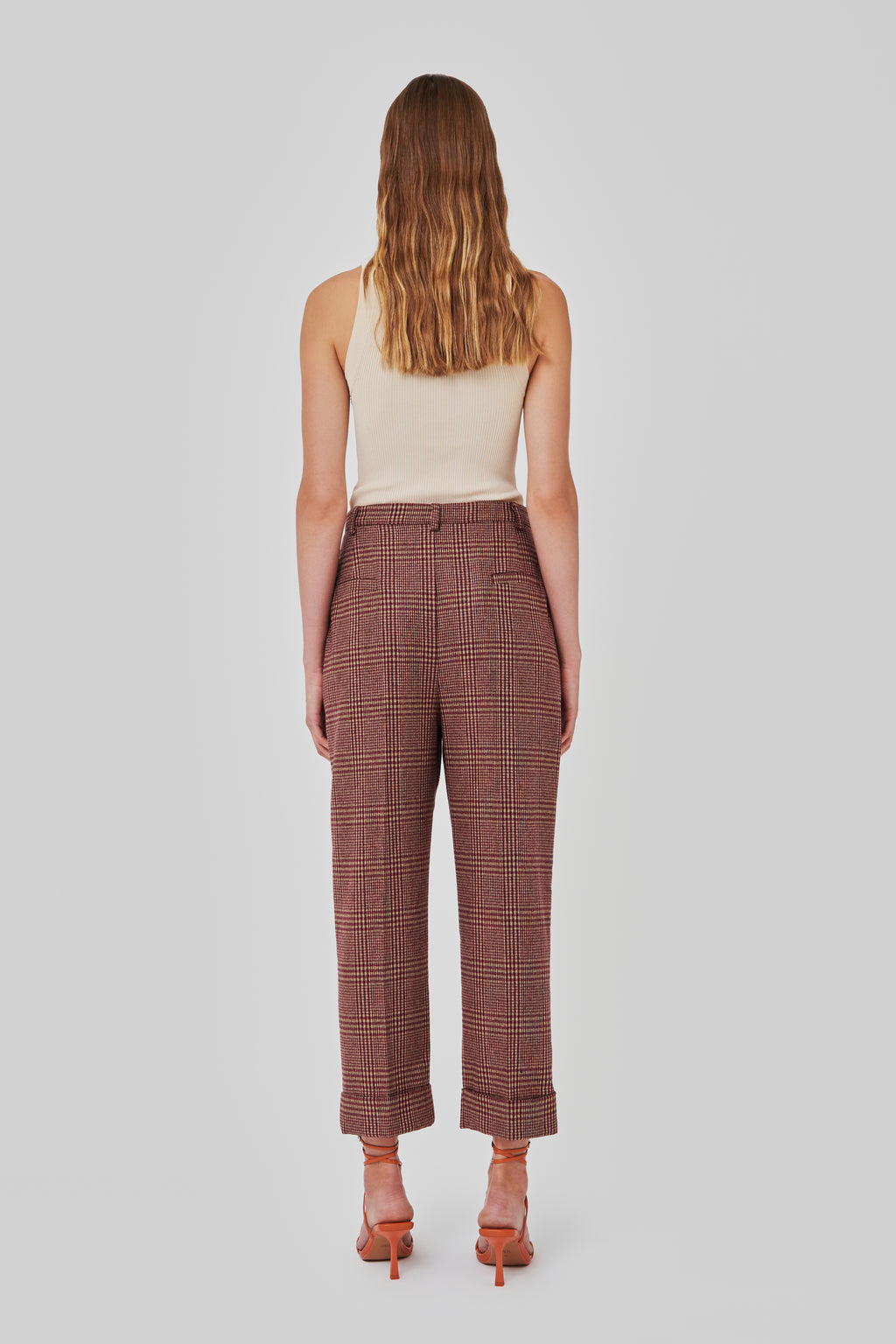 The Burgundy Check Boyfriend Pants