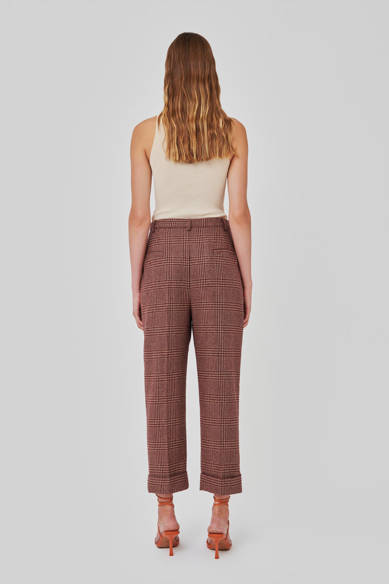 The Burgundy Check Boyfriend Pants